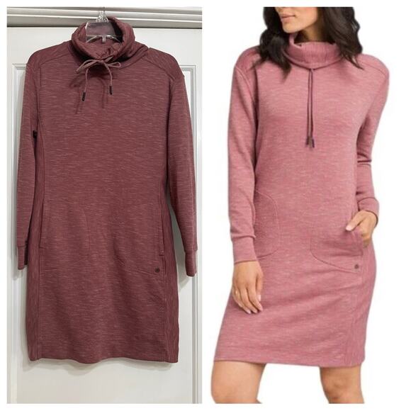 prAna Women's Sunrise Dress, Cowl Neck, Sweater, Recycled, Pink, Small - Picture 1 of 13